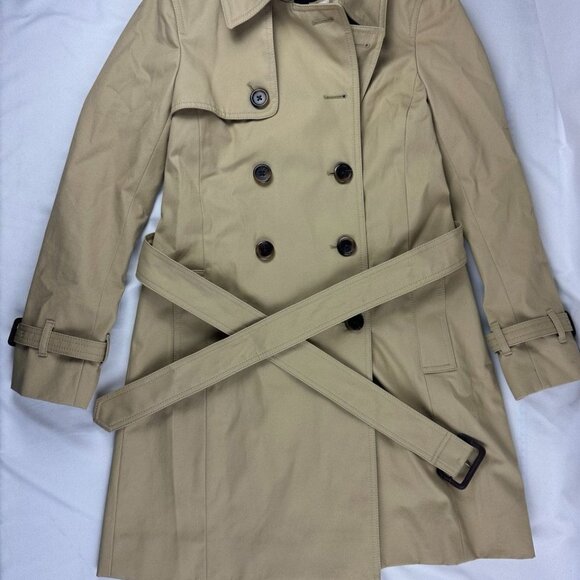 NWOT J.Crew Collection Icon Trench Coat in Light Khaki Classic Preppy 2 Petite - Picture 1 of 8